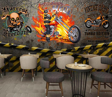 3D Skeleton Motorcycle 581 Wall Murals