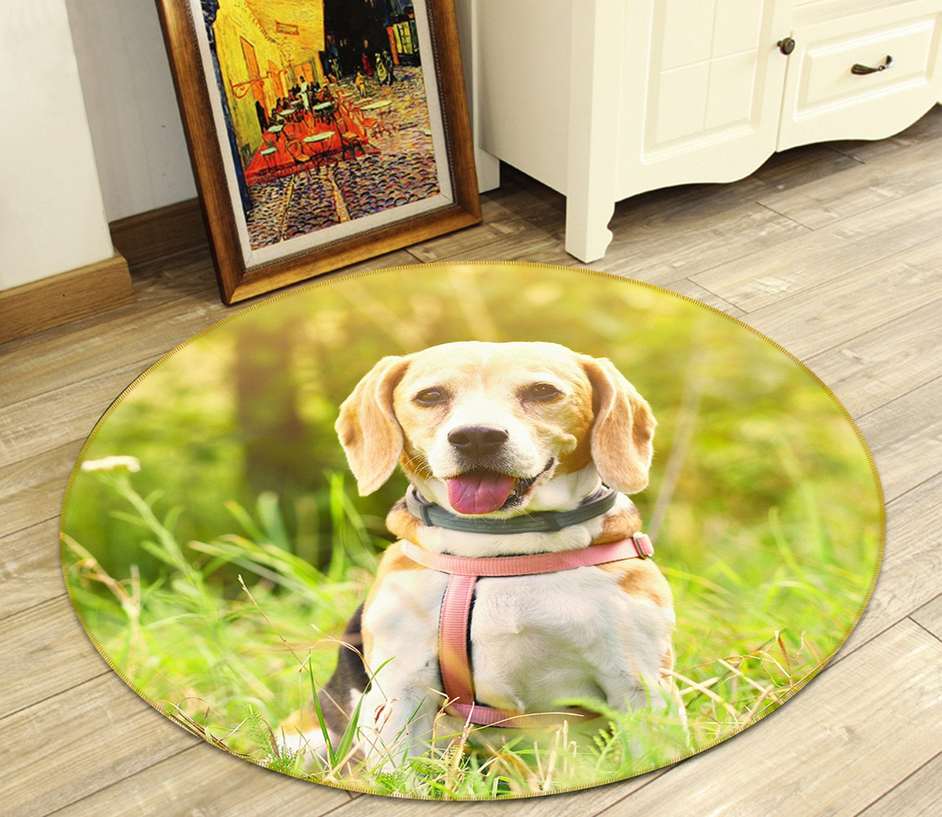 3D Sunshine Dog 051 Animal Round Non Slip Rug Mat Mat AJ Creativity Home 