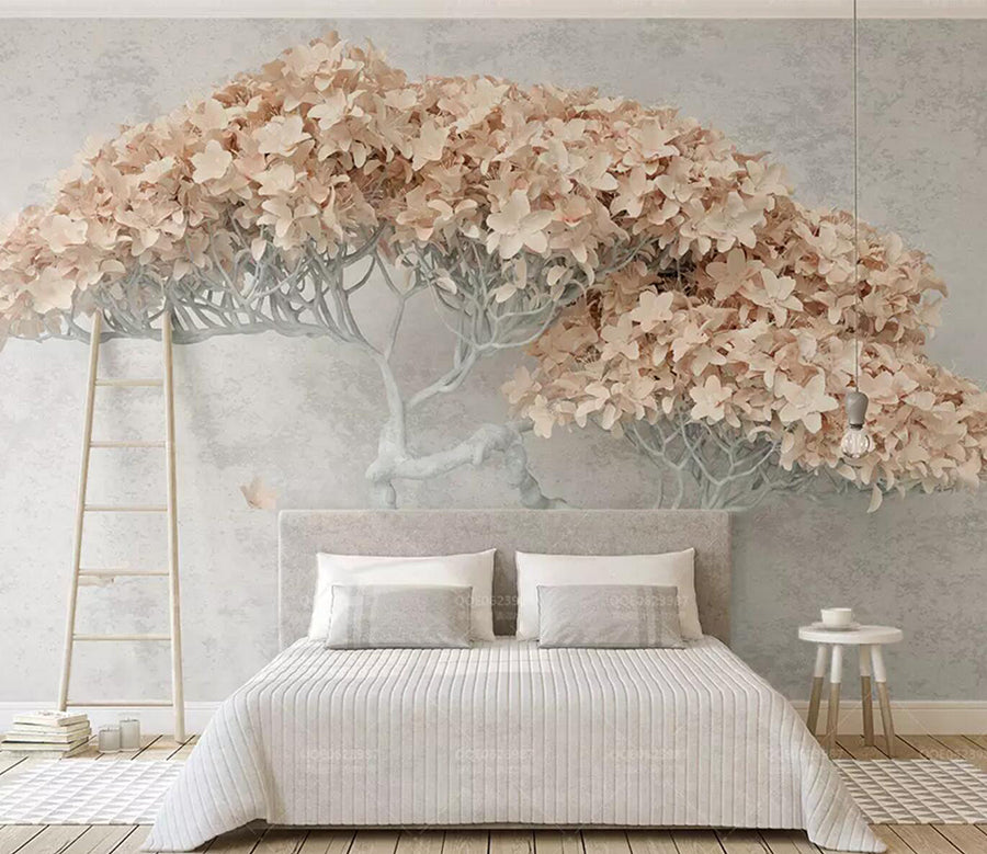 3D Pink Leaf Tree WC684 Wall Murals