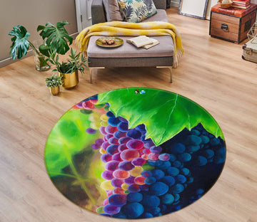 3D Grape 18163 Marina Zotova Rug Round Non Slip Rug Mat