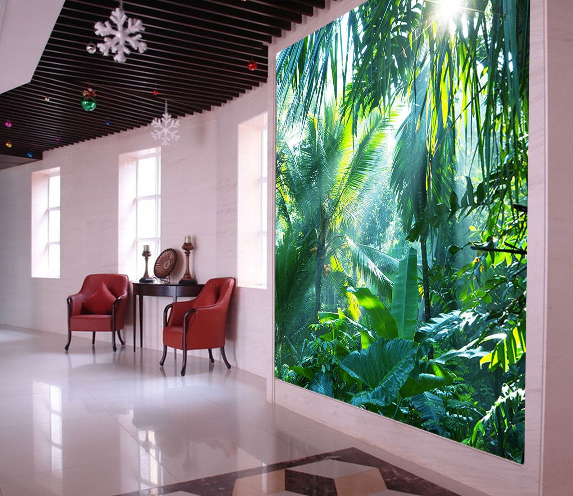 3D rain forest leaves 03 Wall Murals Wallpaper AJ Wallpaper 