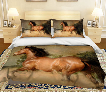 3D Horse Running 1977 Bed Pillowcases Quilt Quiet Covers AJ Creativity Home 