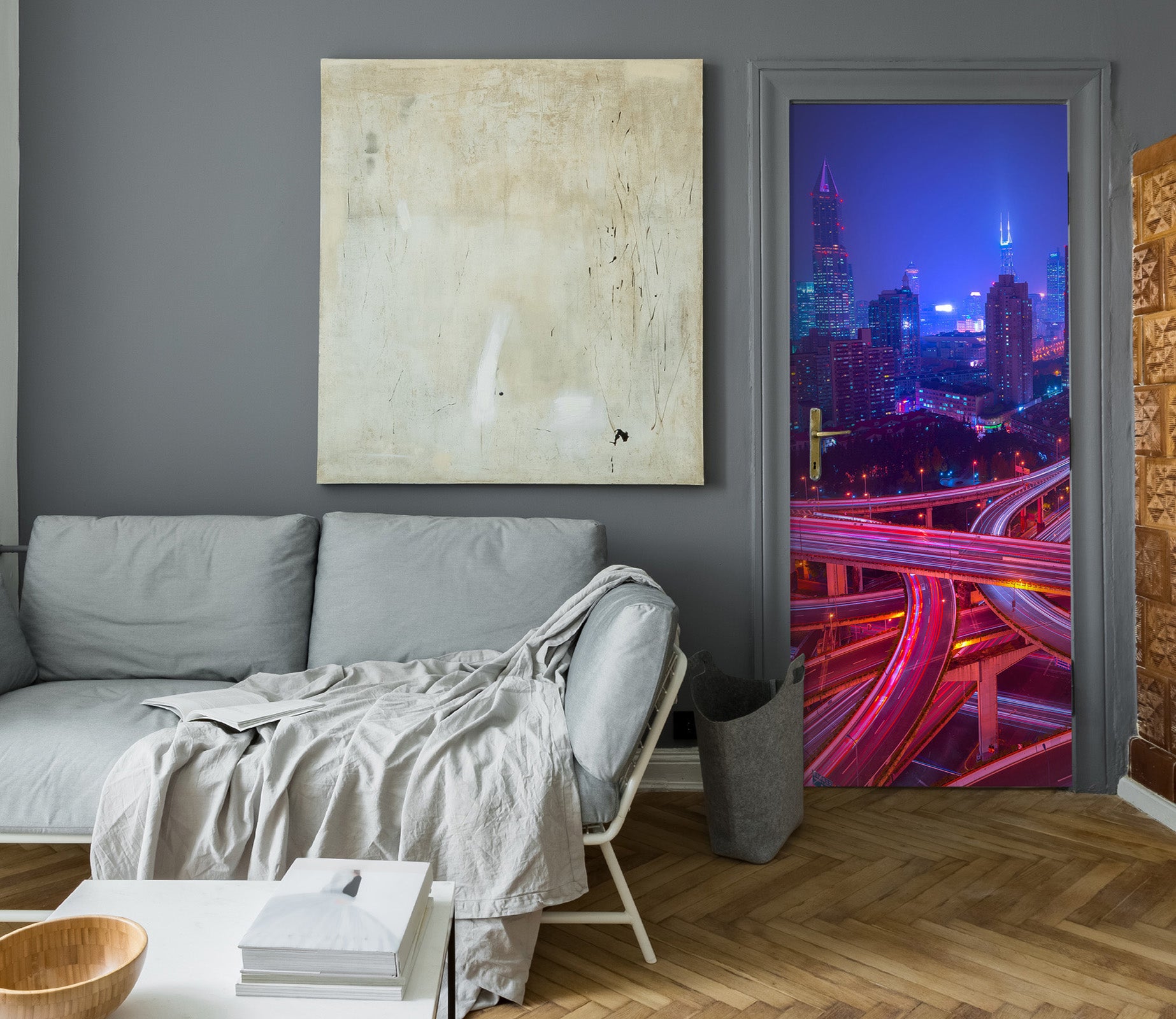 3D Red Light Overpass 119154 Marco Carmassi Door Mural