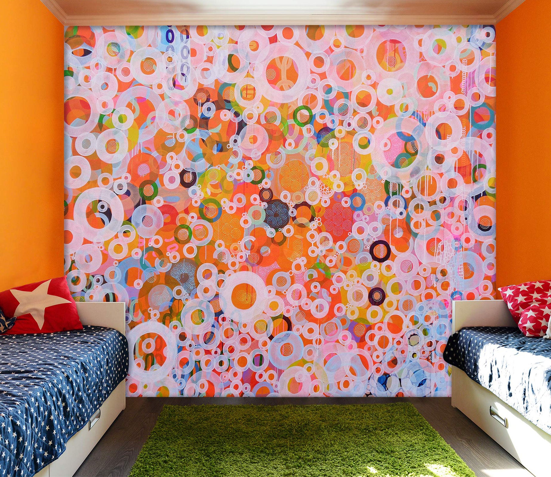 3D Colorful White Circle 12119 Misako Chida Wall Mural Wall Murals