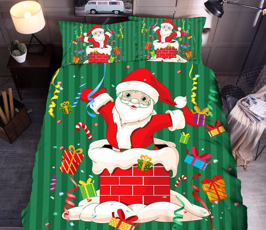 3D Santa Chimney 32068 Christmas Quilt Duvet Cover Xmas Bed Pillowcases