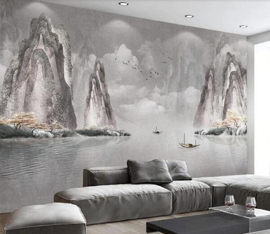 3D Mountain Lake WC1332 Wall Murals