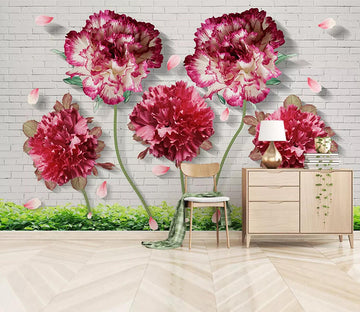 3D Red Flower Petals WC619 Wall Murals