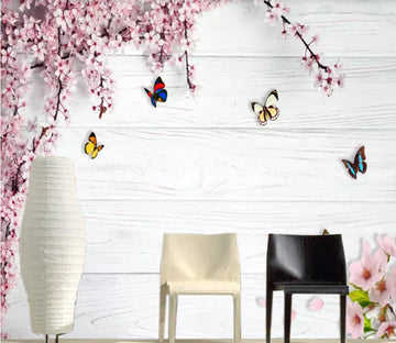 3D Plum Butterfly WC179 Wall Murals