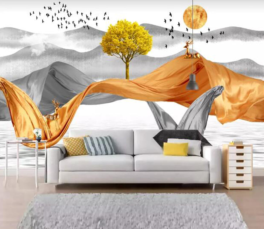 3D Yellow Tree WC2413 Wall Murals