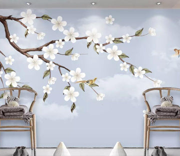 3D White Flowers WC14 Wall Murals Wallpaper AJ Wallpaper 2 