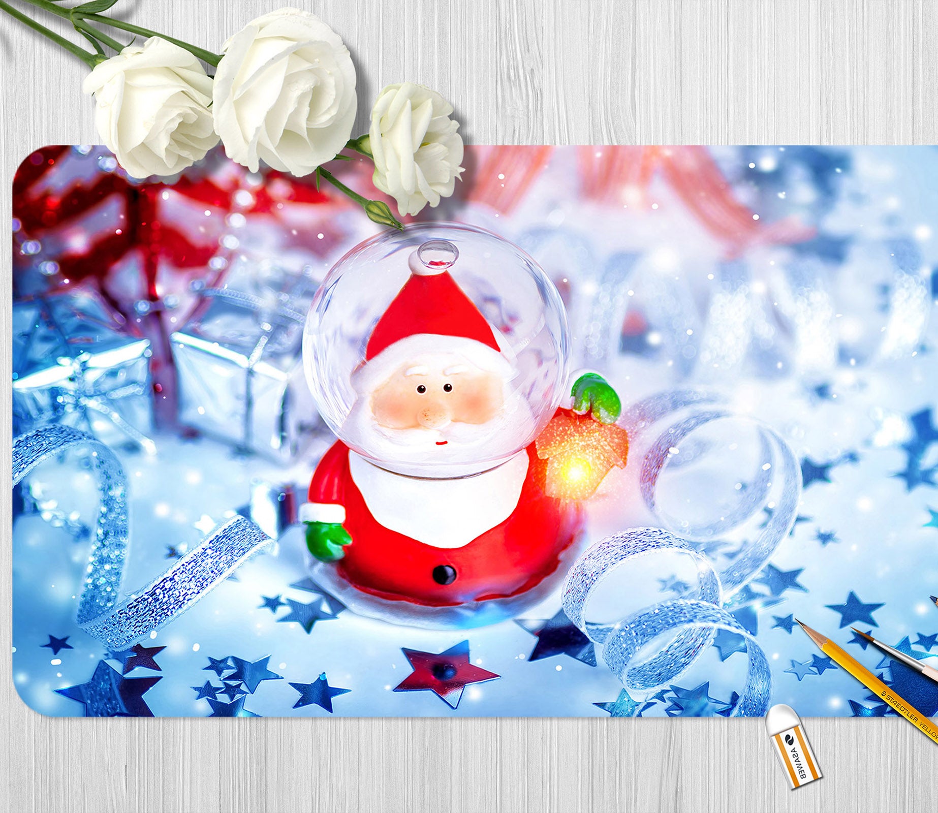 3D Santa Glass Ball 53170 Christmas Desk Mat Xmas