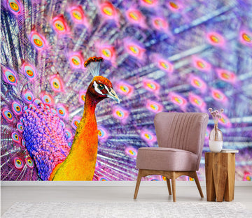 3D Purple Peacock 321 Wall Murals