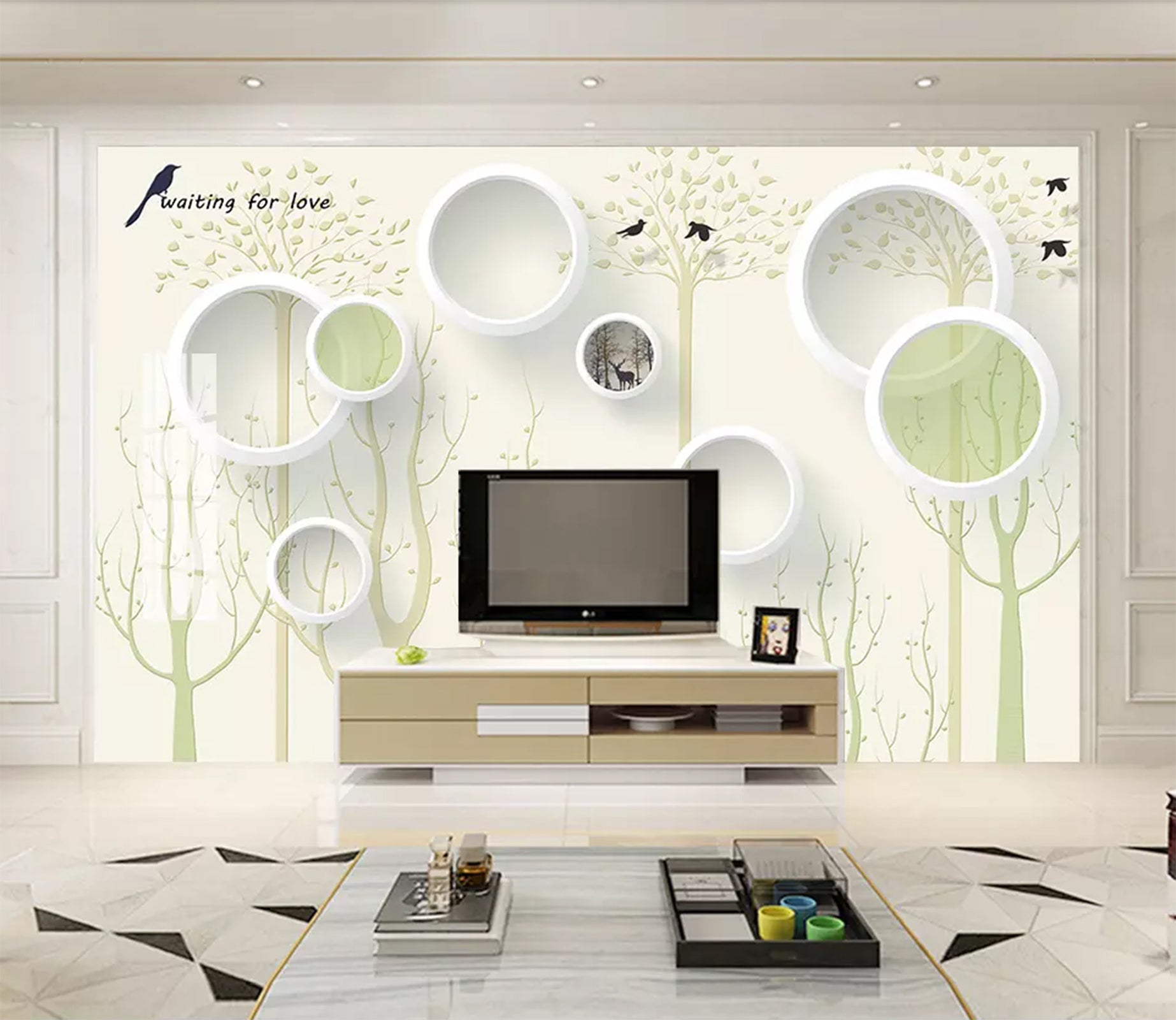 3D Round Tree WC22 Wall Murals Wallpaper AJ Wallpaper 2 