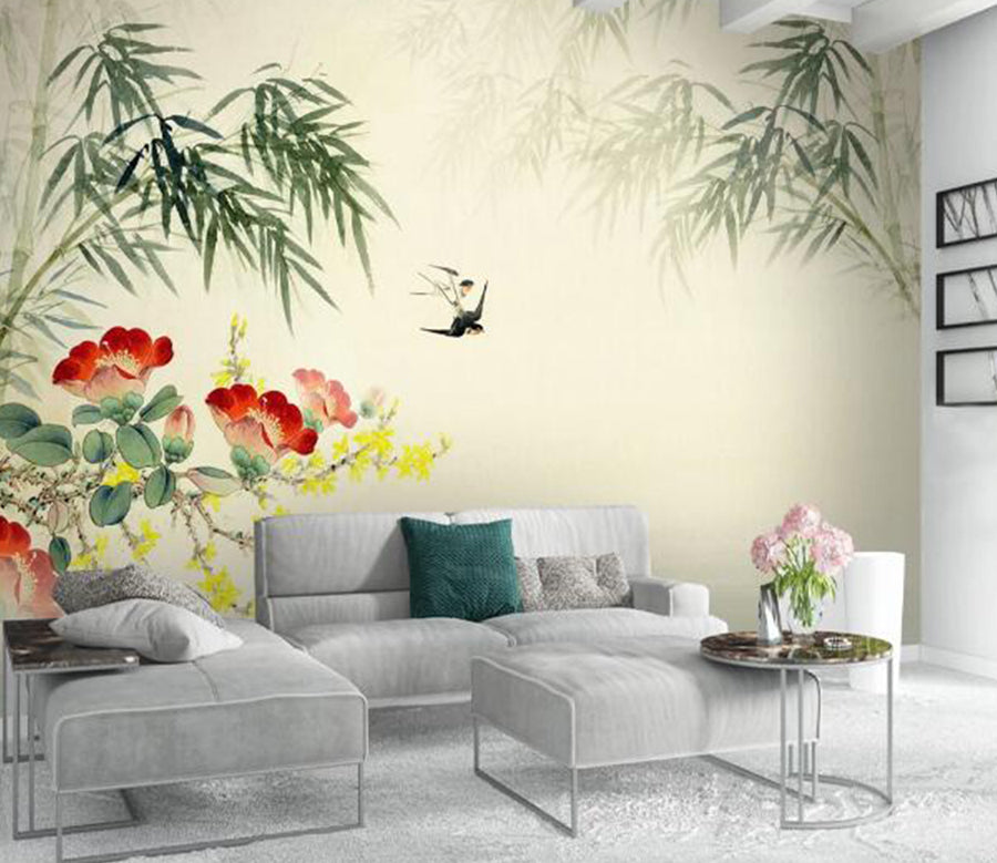 3D Swallow Flower WC1371 Wall Murals