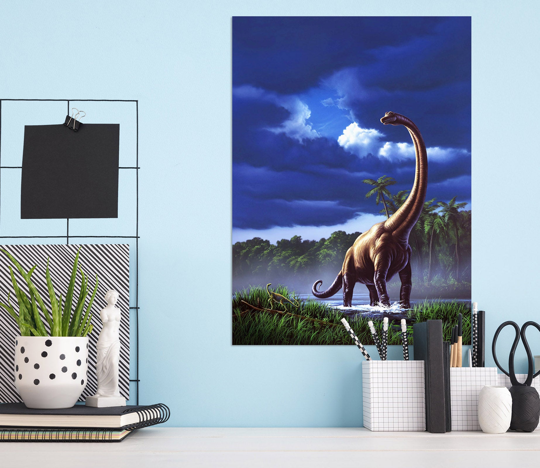 3D Long Necked Dragon 028 Jerry LoFaro Wall Sticker