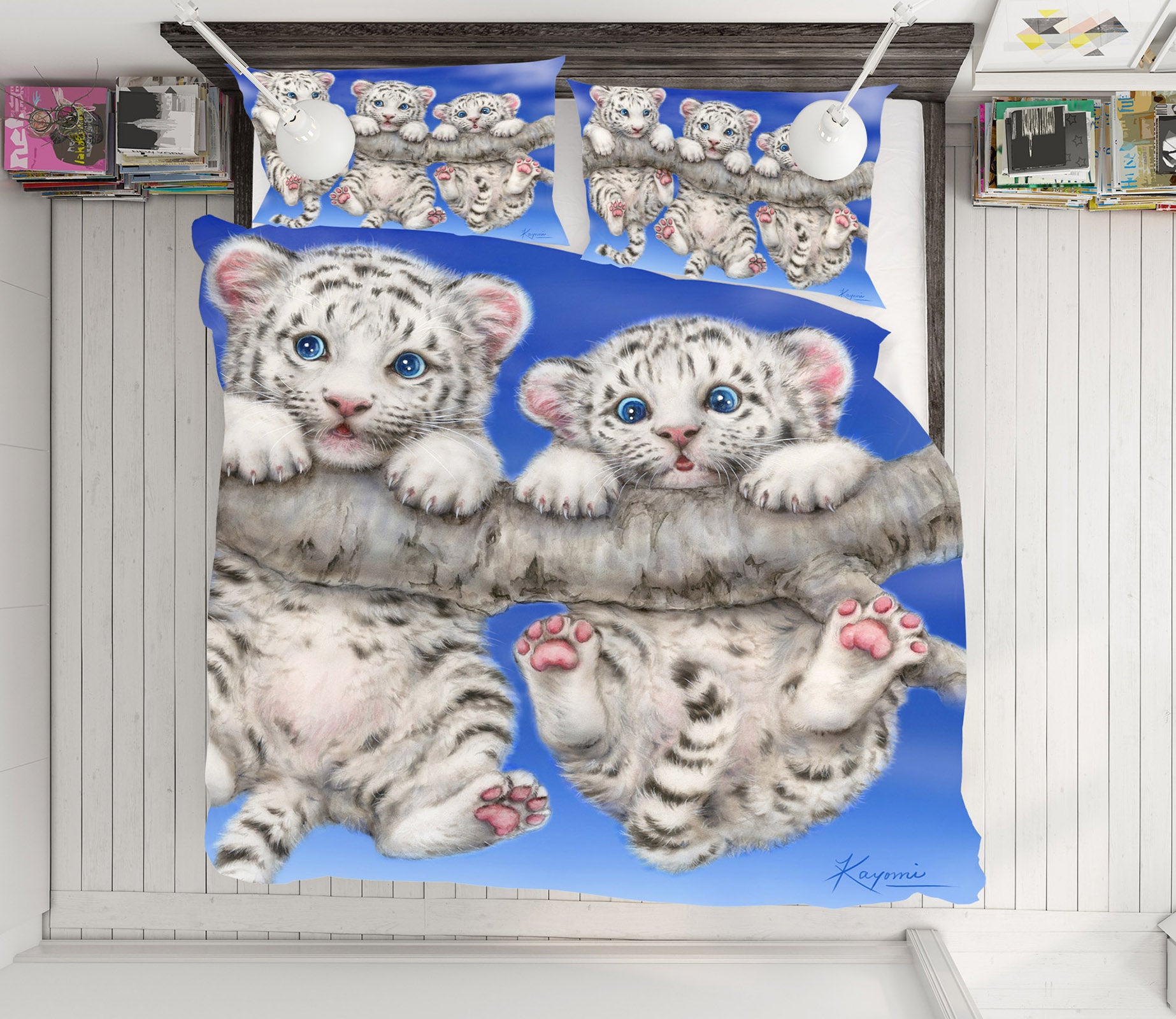 3D Baby White Tiger 5892 Kayomi Harai Bedding Bed Pillowcases Quilt Cover Duvet Cover