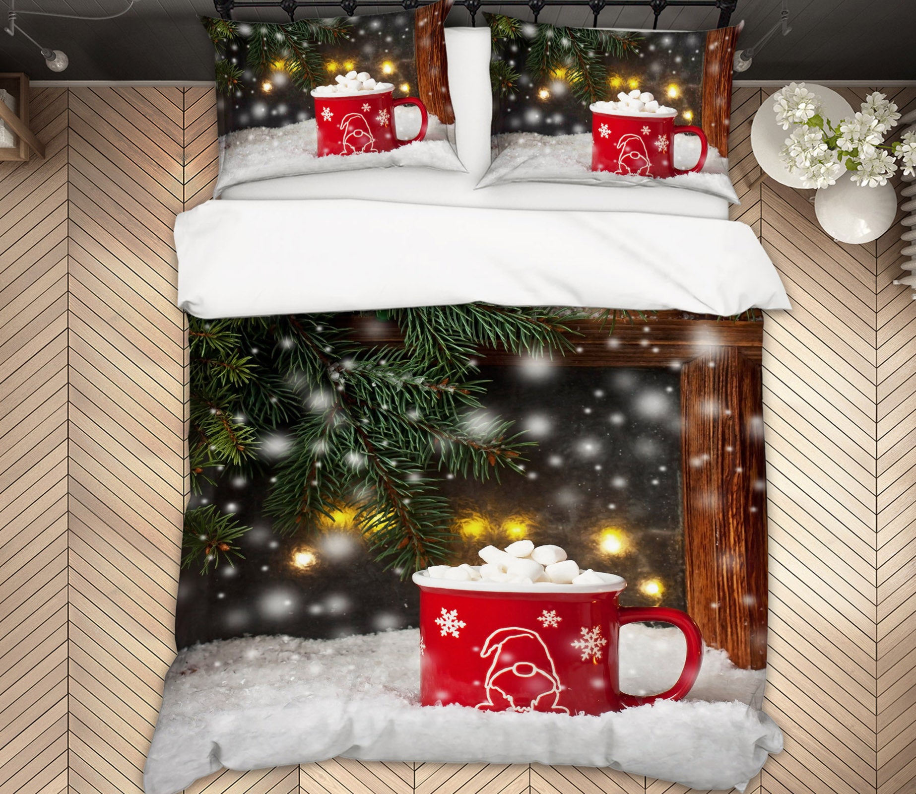 3D Snow Cup 53048 Christmas Quilt Duvet Cover Xmas Bed Pillowcases