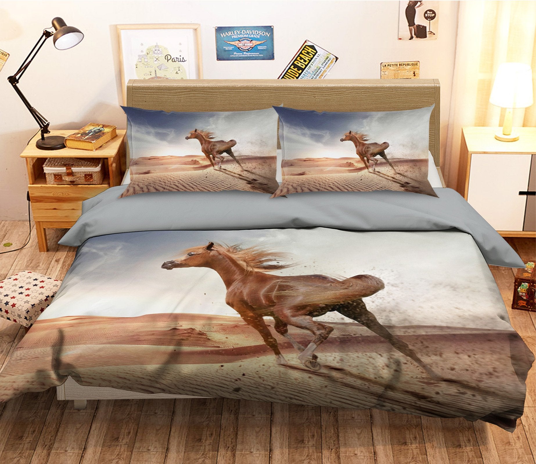 3D Desert Horse 1932 Bed Pillowcases Quilt Quiet Covers AJ Creativity Home 