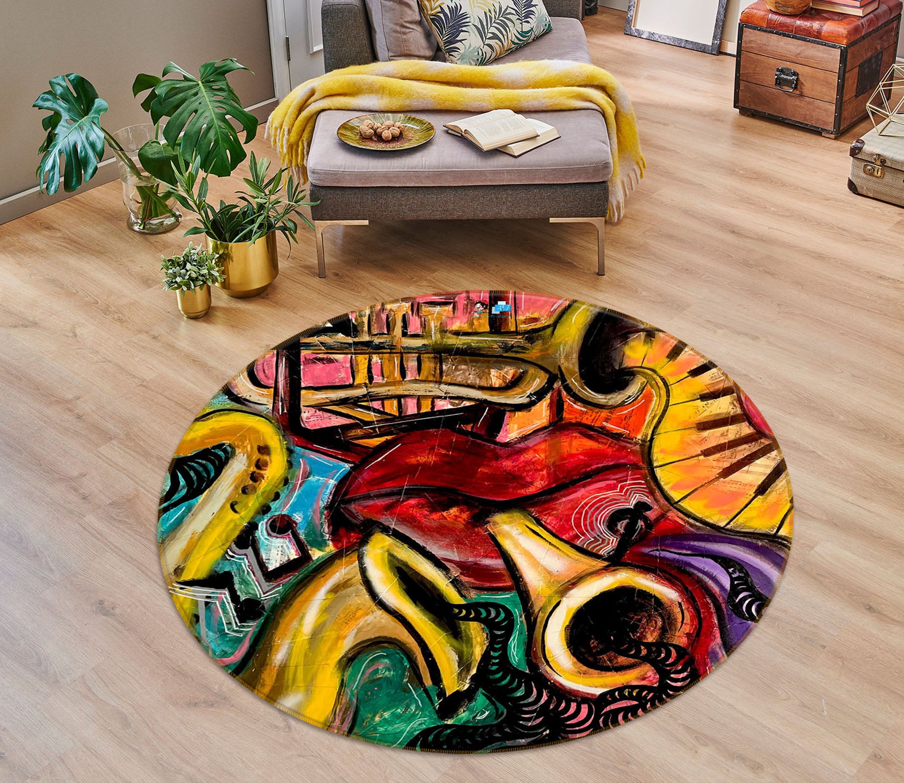 3D Retro Graffiti 8248 Jacqueline Reynoso Rug Round Non Slip Rug Mat