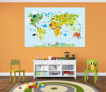 3D Island Forest 211 World Map Wall Sticker