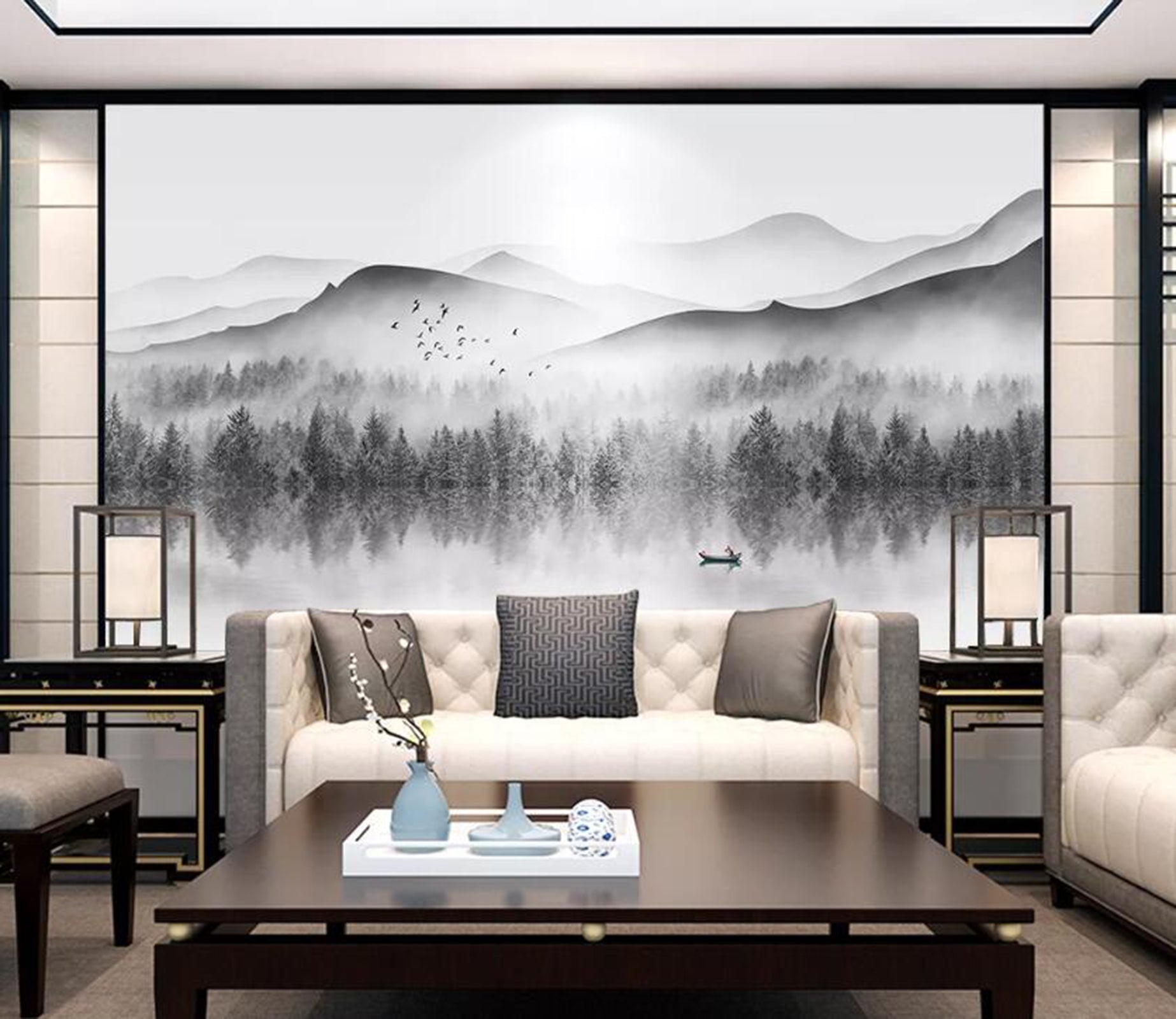 3D Foggy Forest WC01 Wall Murals Wallpaper AJ Wallpaper 2 