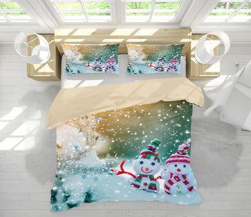 3D Snowman Doll 52180 Christmas Quilt Duvet Cover Xmas Bed Pillowcases