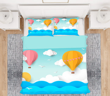 3D Sky Hot Air Balloon 67170 Bed Pillowcases Quilt