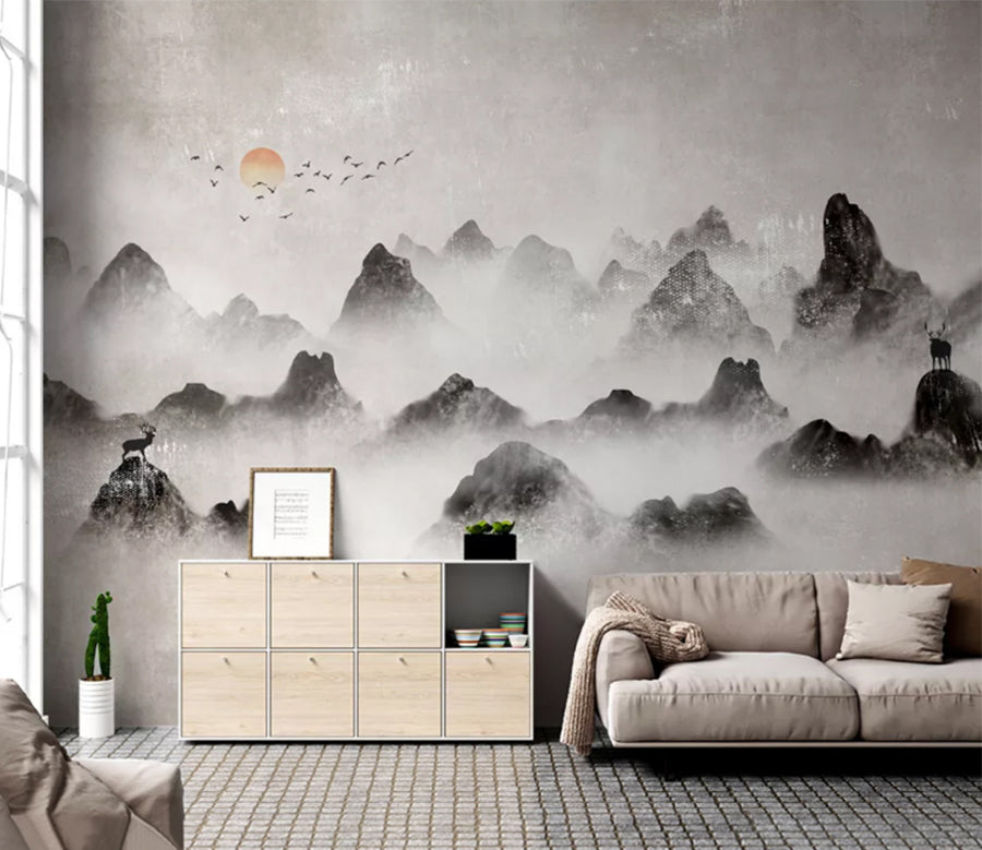 3D Sun Hillside WC2401 Wall Murals