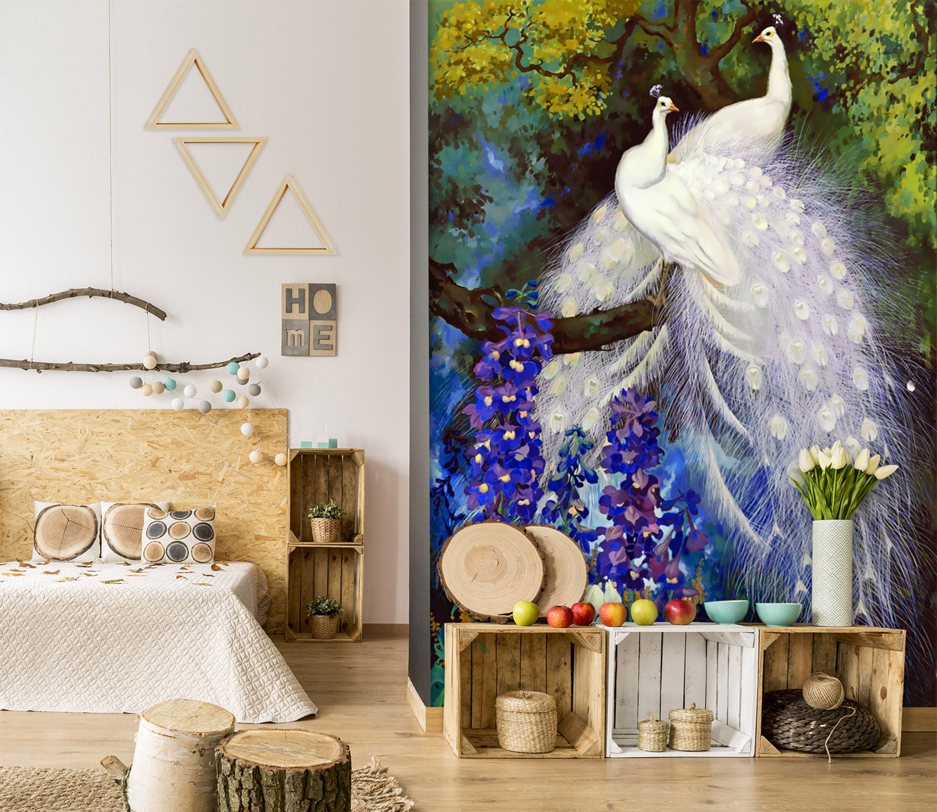 3D White Peacock 1103 Wall Murals