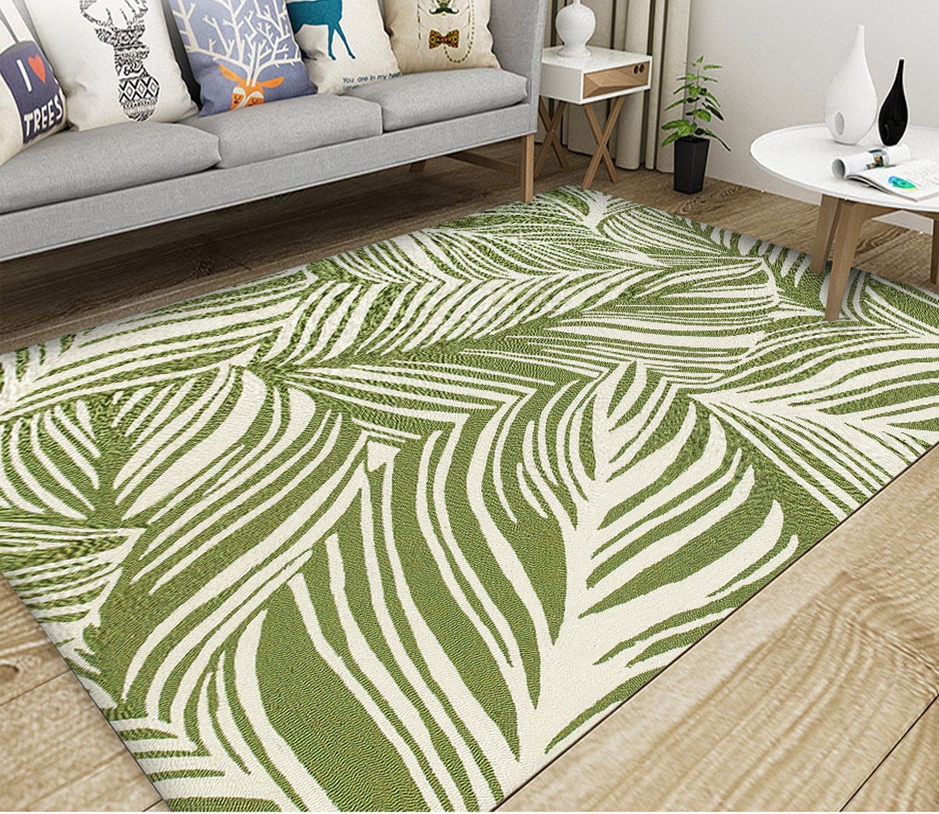 3D Green Leaves WG173 Non Slip Rug Mat Mat AJ Creativity Home 