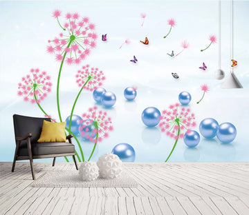 3D Dandelion Butterfly WC1862 Wall Murals