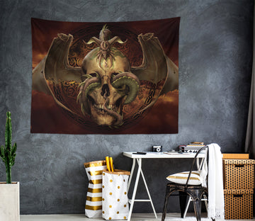 3D Skull 121202 Tom Wood Tapestry Hanging Cloth Hang