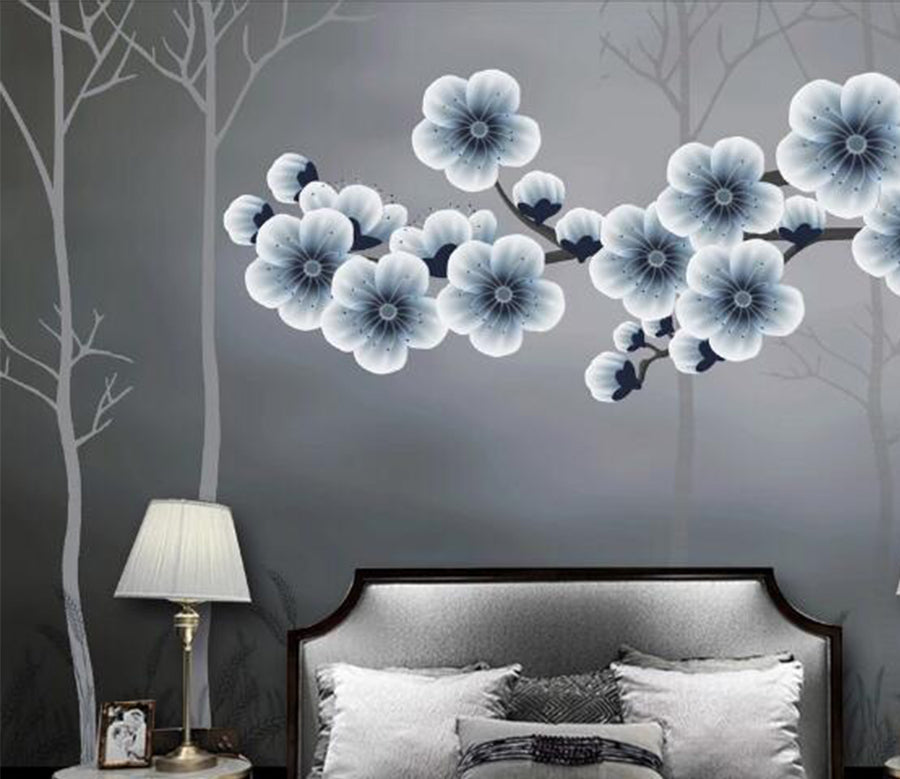 3D Blue Plum WC946 Wall Murals