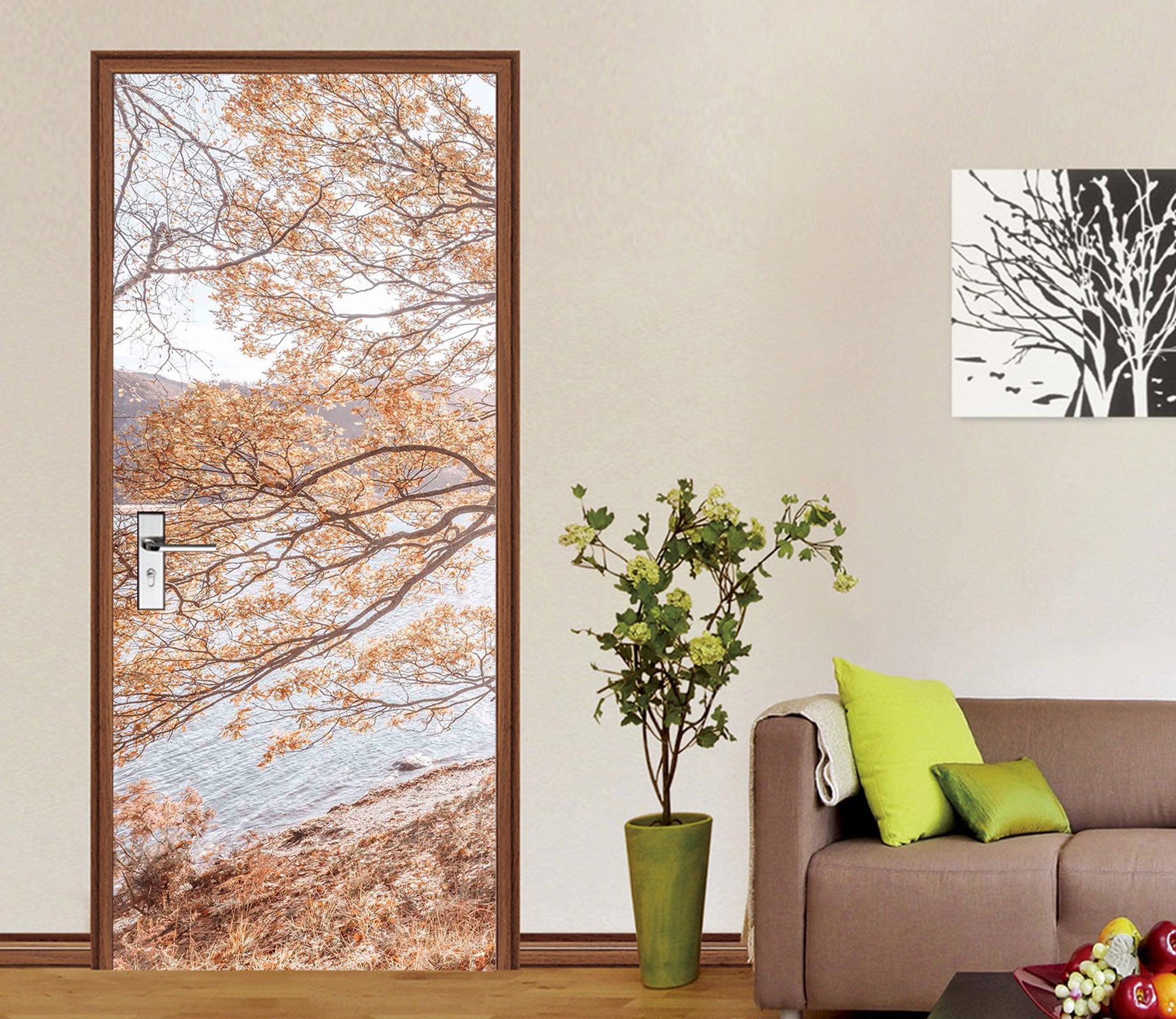 3D Trees River 10212 Assaf Frank Door Mural