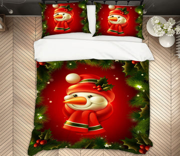 3D Snowman 52220 Christmas Quilt Duvet Cover Xmas Bed Pillowcases