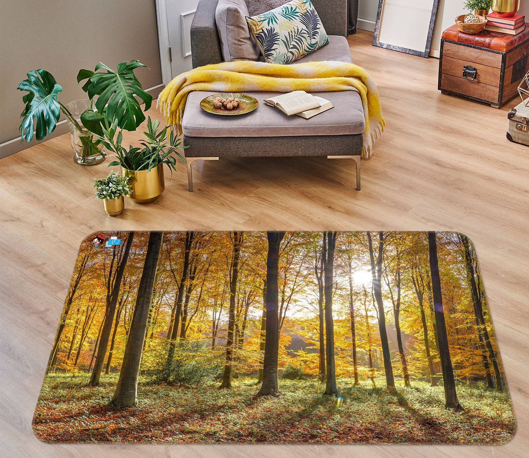 3D Autumn Forest 6876 Assaf Frank Rug Non Slip Rug Mat