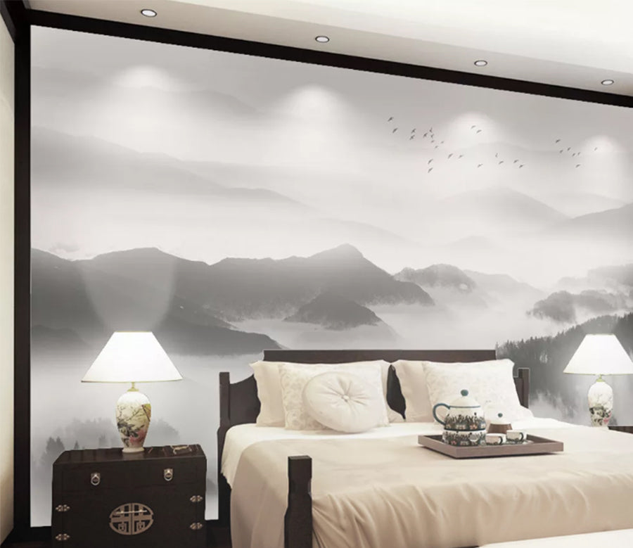 3D Mountain Fog WC911 Wall Murals