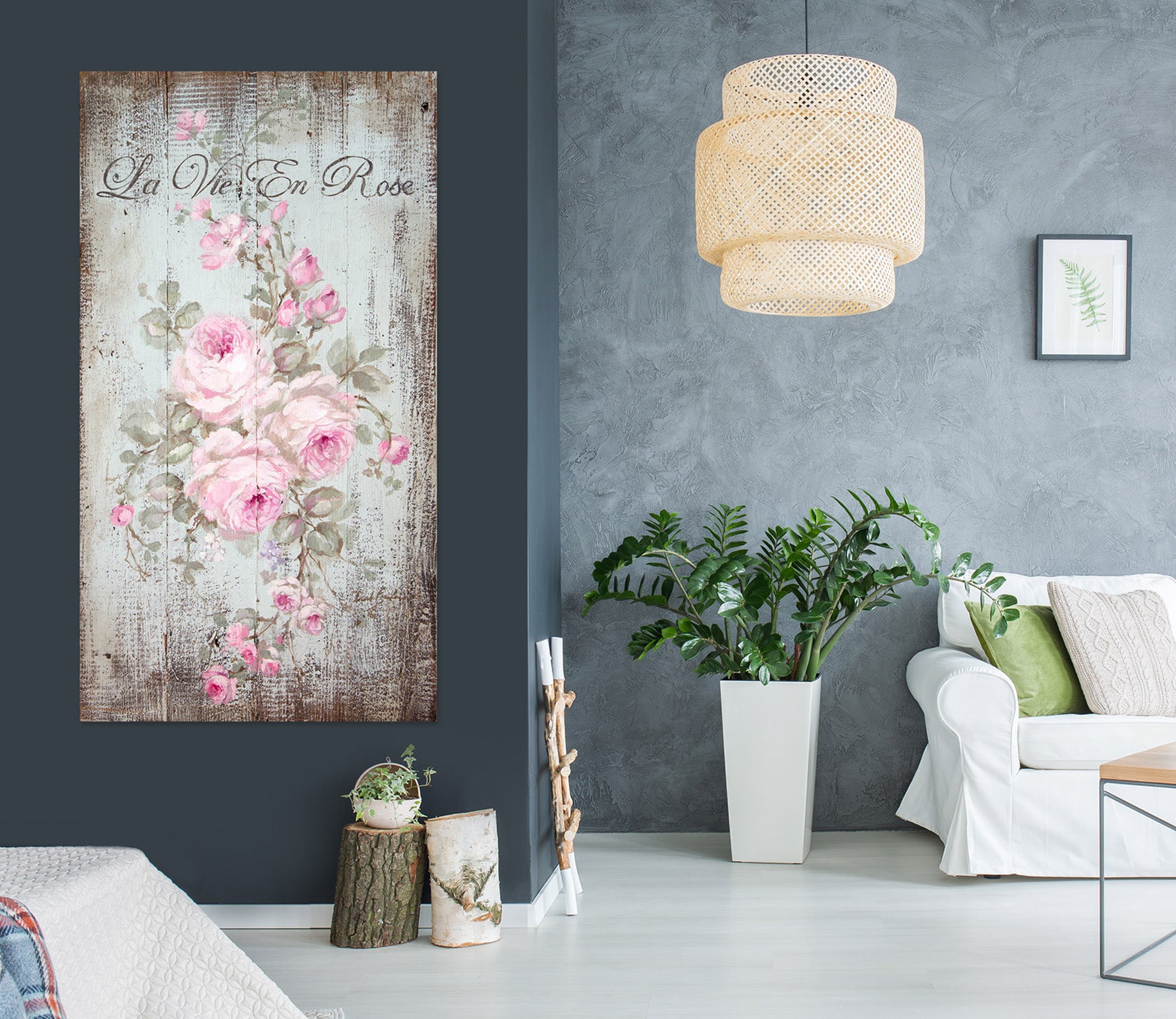 3D Pink Rose Vine 0121 Debi Coules Wall Sticker