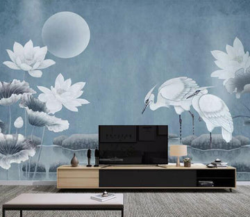 3D Moon Crane WC2371 Wall Murals