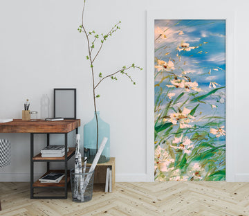 3D White Flowers 3280 Skromova Marina Door Mural