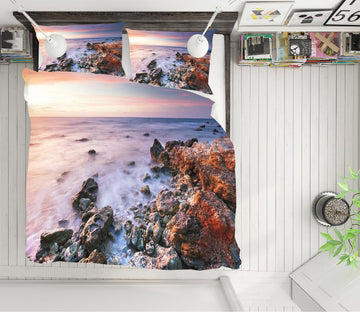 3D Seaside Stones 67114 Bed Pillowcases Quilt