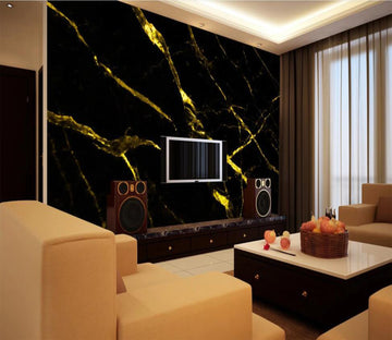 3D Golden Lines In Black 2182 Wall Murals