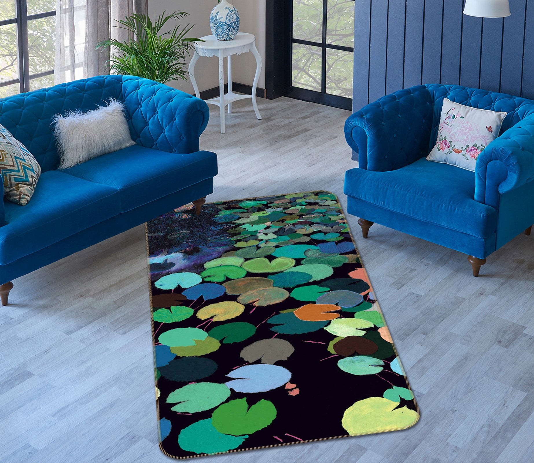 3D Color Lotus Leaf 3010 Allan P. Friedlander Rug Non Slip Rug Mat