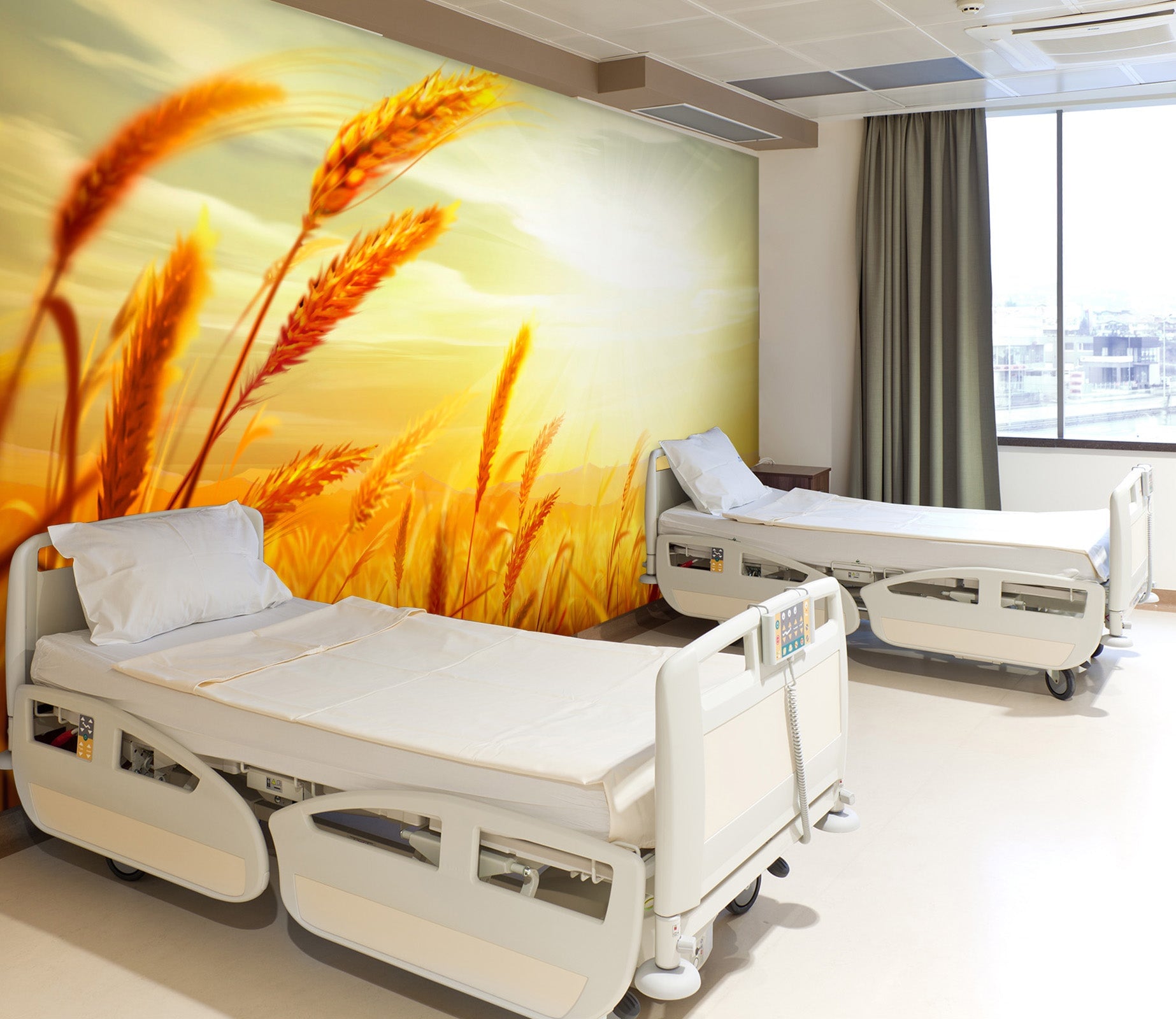 3D Sunset Wheat 007 Wall Murals Wallpaper AJ Wallpaper 2 