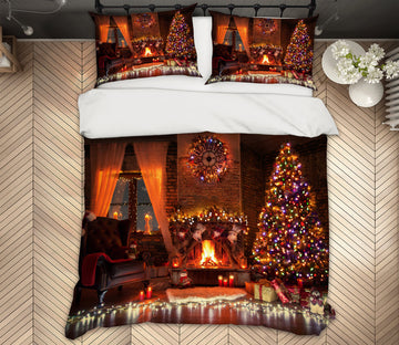 3D Tree Light 52198 Christmas Quilt Duvet Cover Xmas Bed Pillowcases