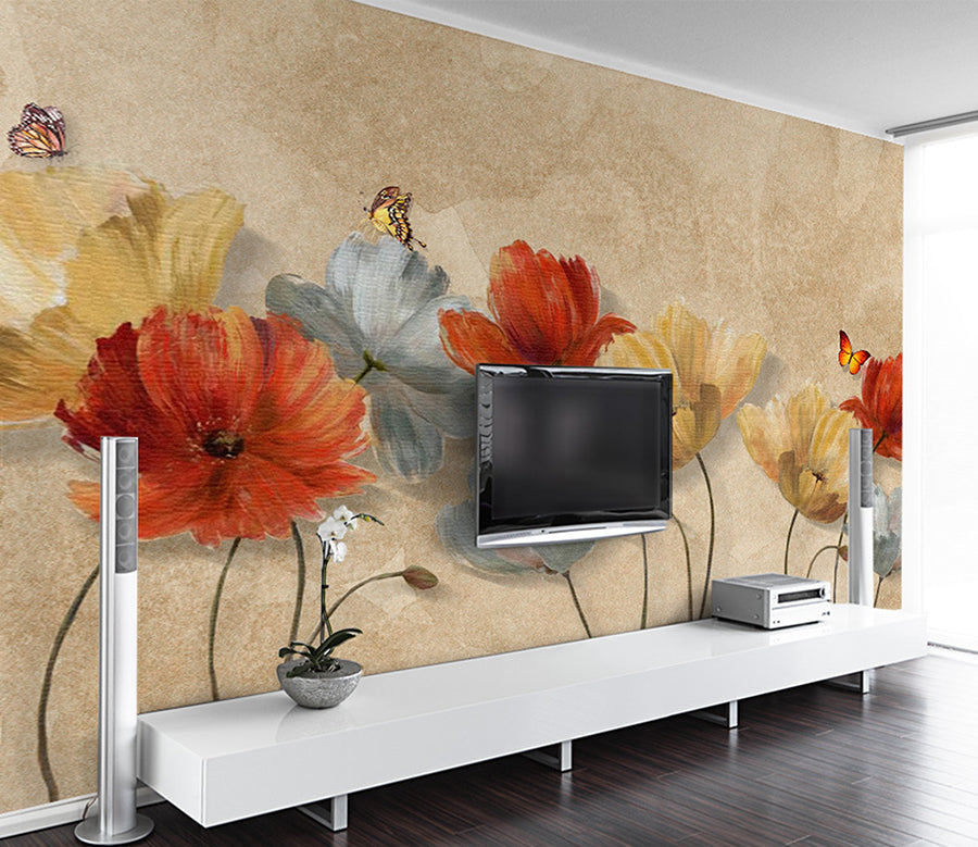 3D Flower Butterfly WG202 Wall Murals