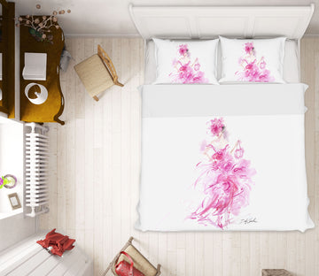 3D Pink Rose Dress 119 Debi Coules Bedding Bed Pillowcases Quilt