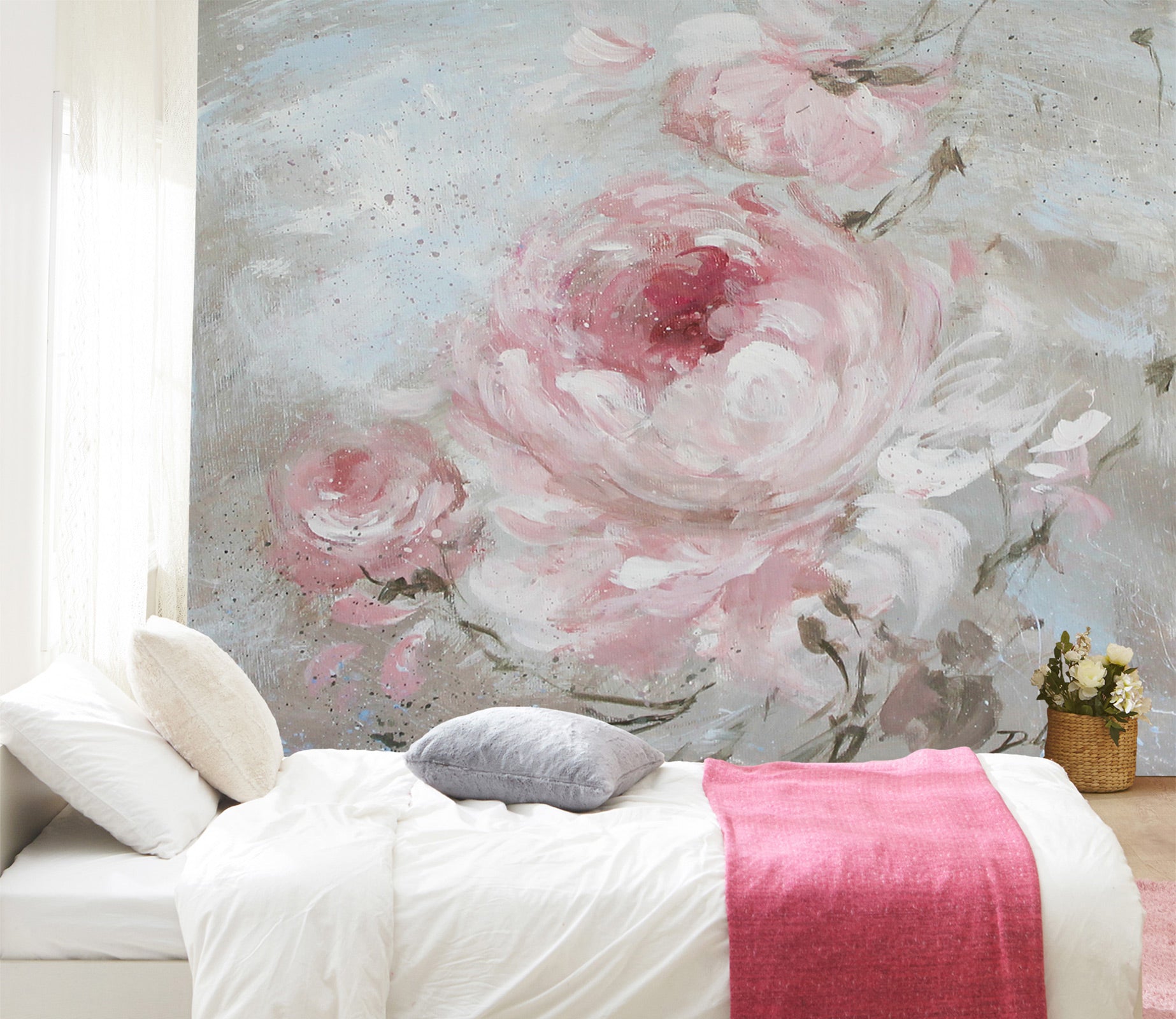 3D Light Pink Flower 3153 Debi Coules Wall Mural Wall Murals