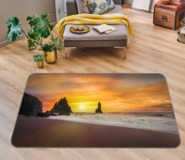 3D Sunset Beach 1022 Marco Carmassi Rug Non Slip Rug Mat