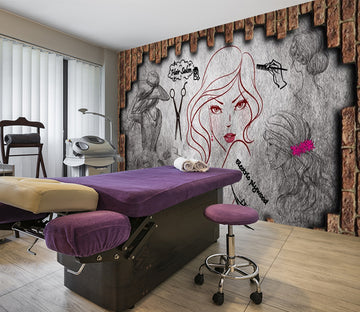 3D Red Lips Girl 1579 Wall Murals